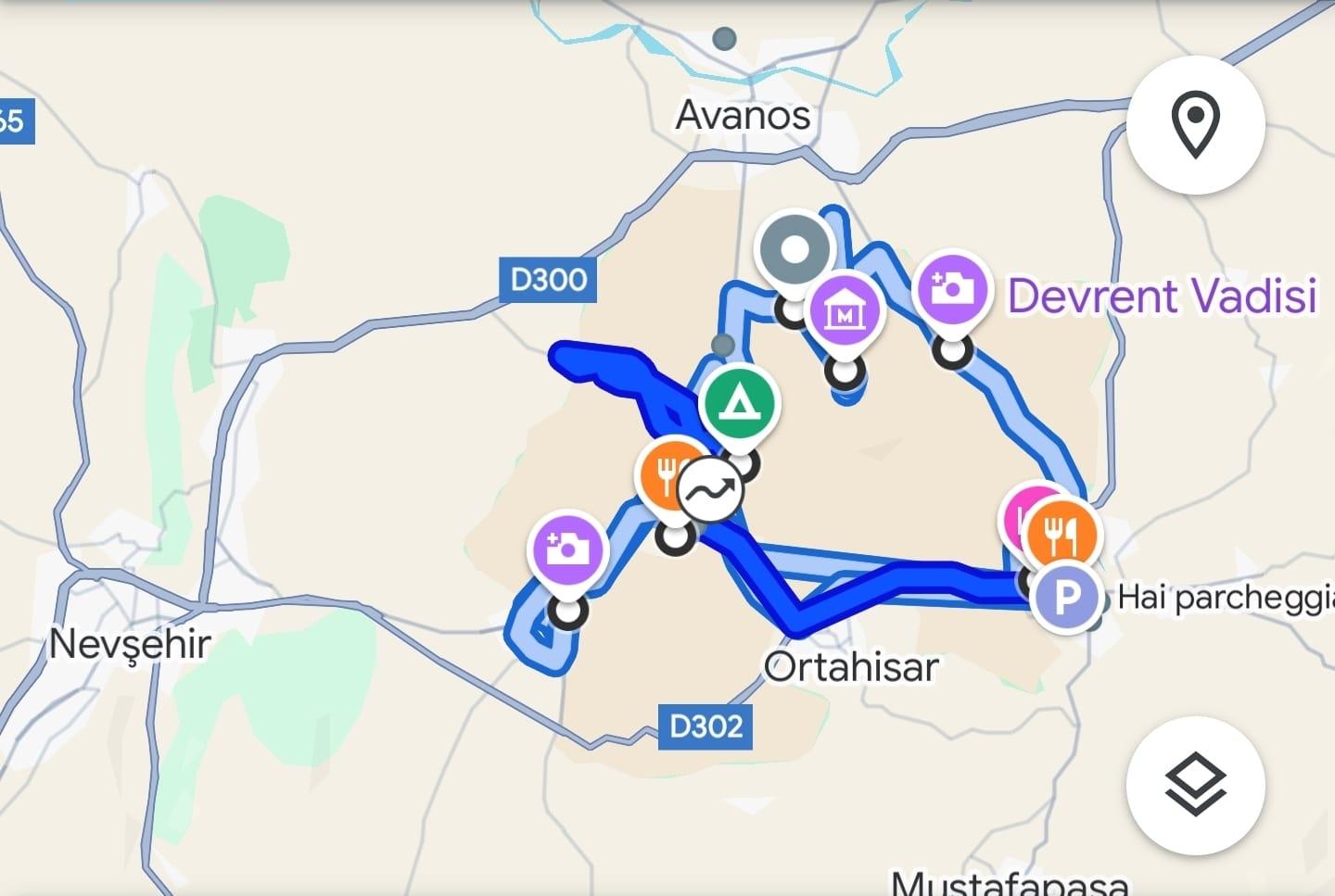 percorso del giro in mongolfiera in Cappadocia